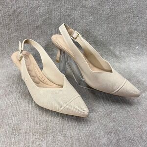 VIVAIA Slingback Knit Kitten Heels Pointed Toe Buckle Comfort EU 41.5 US 10